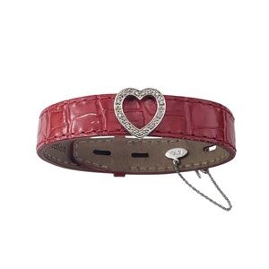 Effy Bita 14K White Gold and Diamond Heart Red Leather Bracelet #22292